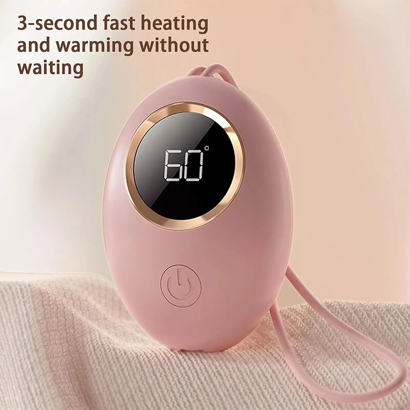 (image for) 2 in 1 Portable Mini Hand Warmer USB Rechargeable 2000mAh Power Bank Heater 3 Temperature Adjustment Digital Display Hand Warmer